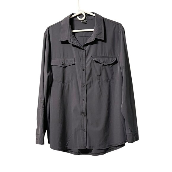 Eddie Bauer Classic Fit Shirt Womens Size XXL‎ Gray Button Down Long Sleeve - Picture 1 of 11
